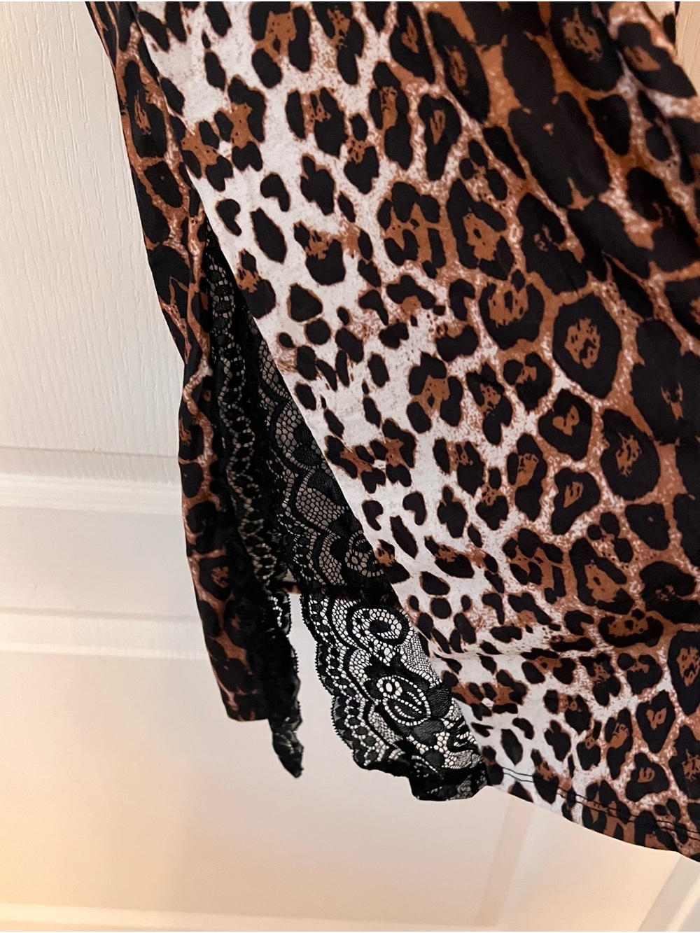 Leopard Print Lace Trim Cami sleep wear - Black Trim - Picture 8 of 8
